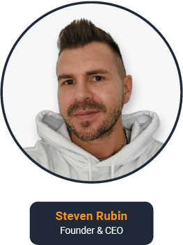 Portrait photo of Steven Rubin, Founder & CEO of Leads4Talent, wearing a casual white hoodie and smiling confidently at the camera.